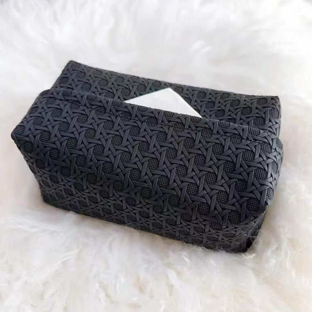 Faux Leather Tissue Box Holder Easy Maintenance Rattan Stain-resistant Tissue Case Bathroom Accessory