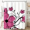 Charming Pink Floral Printed Shower Curtain for Bathroom Decoration Waterproof Fabric Decorative Home Accessories