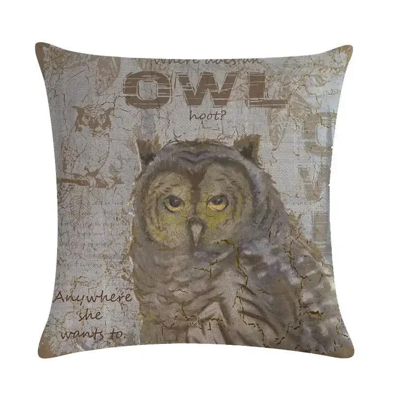 45x45cm Animal Polyester Cushion Cover Bear Pillowcase Wolf Owl Fox Moose Deer Elk Vintage Throw Pillow Cover