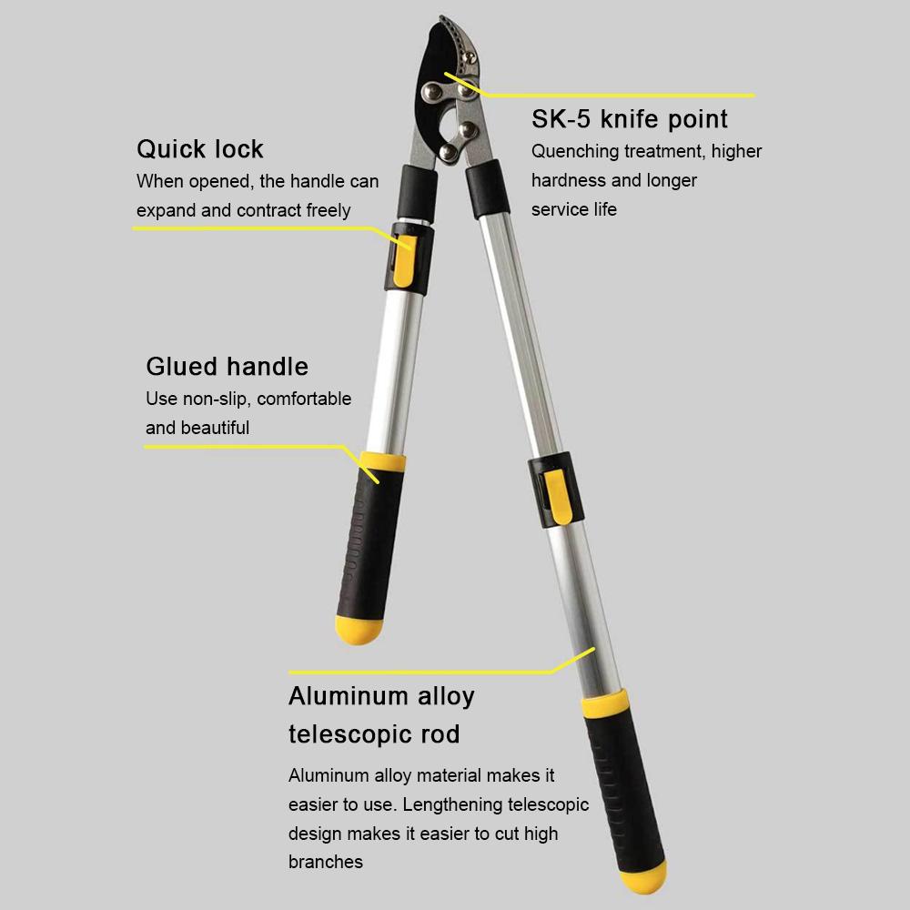 Tesoura de poda longa de aço SK5 extensível para galhos de jardim, ferramenta de jardim, ferramentas manuais profissionais, tesouras de poda de árvores frutíferas