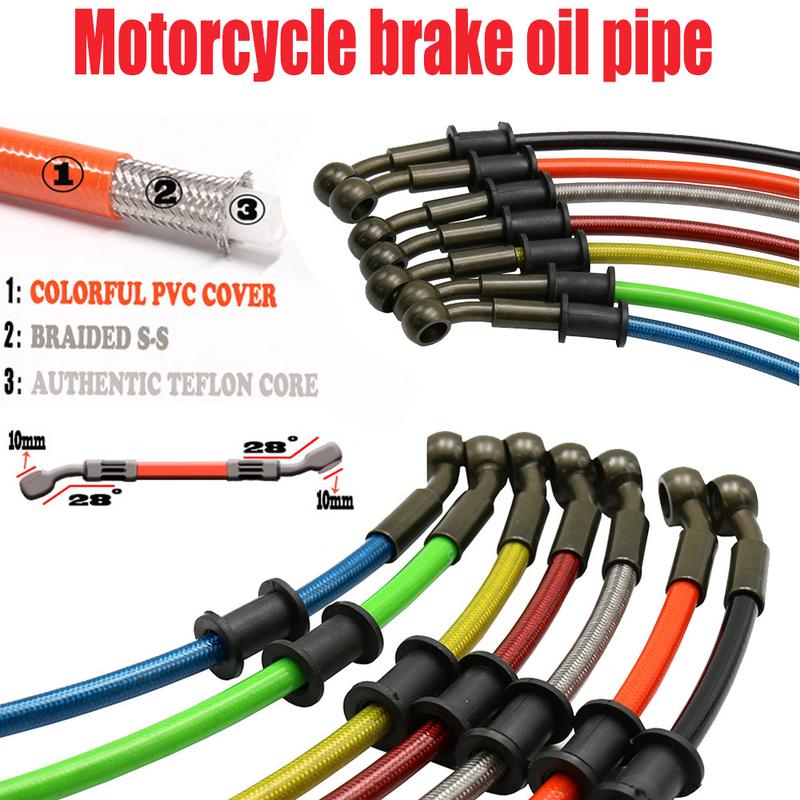 Motorcycle Electric Vehicle Brake Oil Pipe Scooter Brake Pipe Brake Steel Throat High-Pressure Oil Pipe Joint 10mm black 50cm