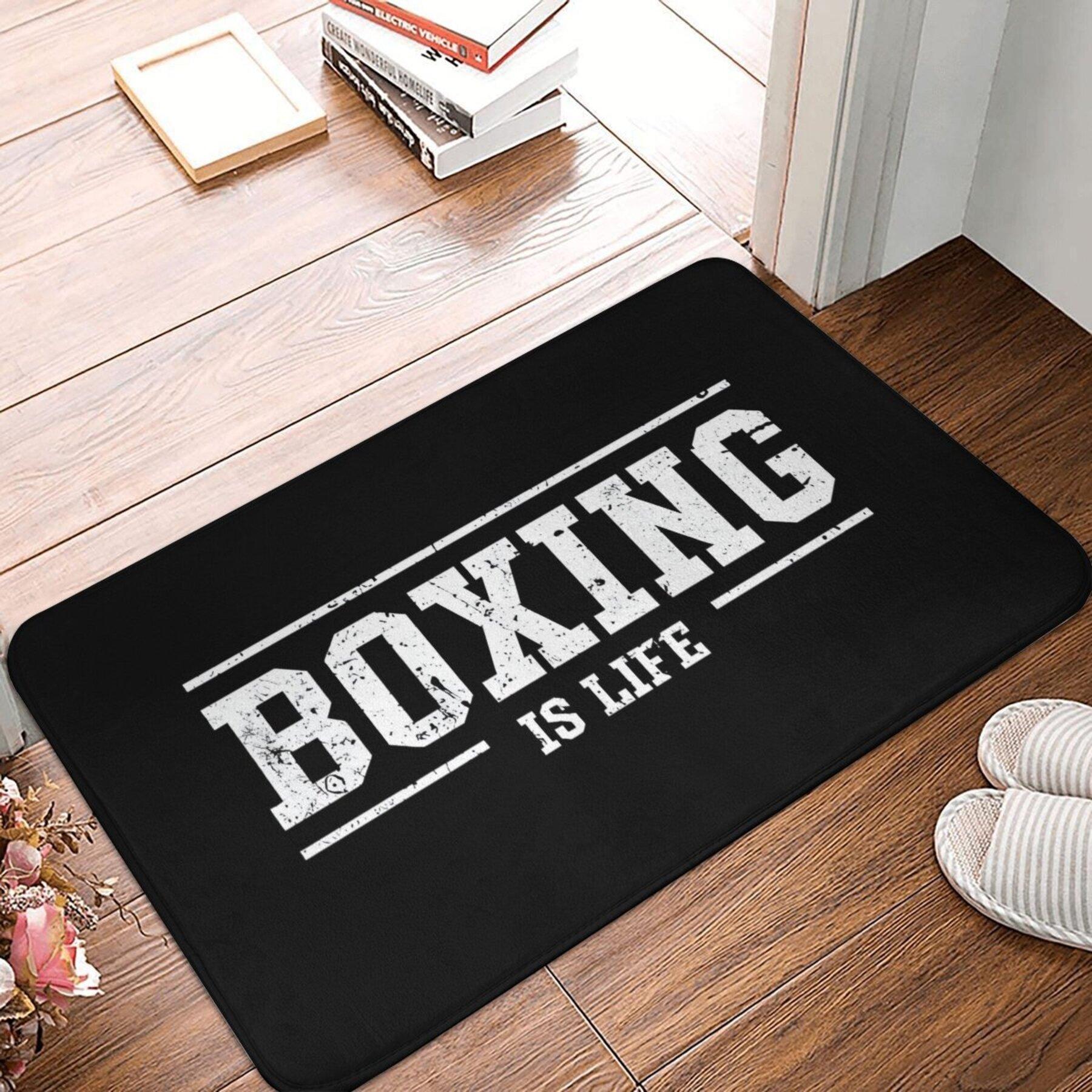 

1pc Bathroom Mat Boxing Is Life Doormat Flannel Carpet Outdoor Rug Home Decor Christmas decor Xmas 40X60cm