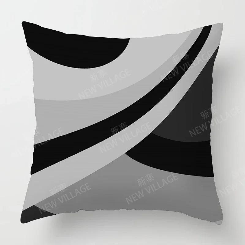 Modern Grau Schwarz Abstrakt Geometrisch Kissenbezug Heimdeko Kissenbezug Sofa Wurfkissenbezug 45x45 40x40