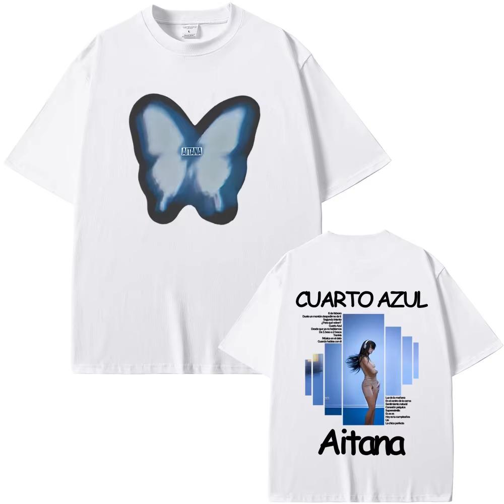 Hot Sale Singer Aitana Cuarto Azul Album Graphic Tshirt Unisexs WOMEN Fashion Pop Music T Shirts Cotton Casual Oversized Tshirts