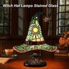 Witch Hat Lamps, Stained Glass Witch Hat Lamp with Mystical Charm, Lamps Stained Glass, Handmade Shape Gothic Lamp for Wiccans and Halloween Lovers,