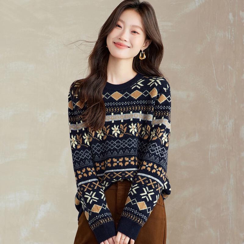 Srcr Women s Fair Isle Christmas Wool Sweater L