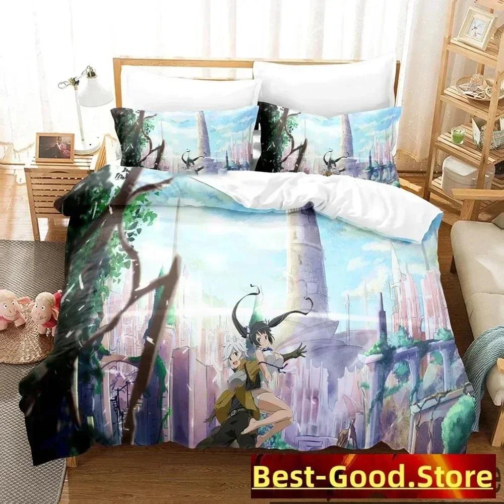 3D-print Danmachi Anime Hestia Sängkläder Set Tryckt Sängkläder Set Med Örngott Säng Påslakan Mjuk Queen King Size Sängkläder Hem