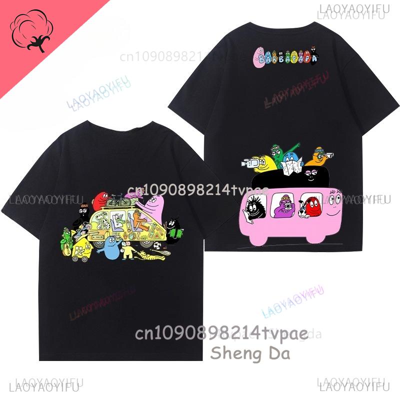 

Children T Shirt Barbapapa Cartoon Clothes Boys Girls 100% Cotton Crewneck Casual Kawaii Cute Tee Camisa Printed Shirt S