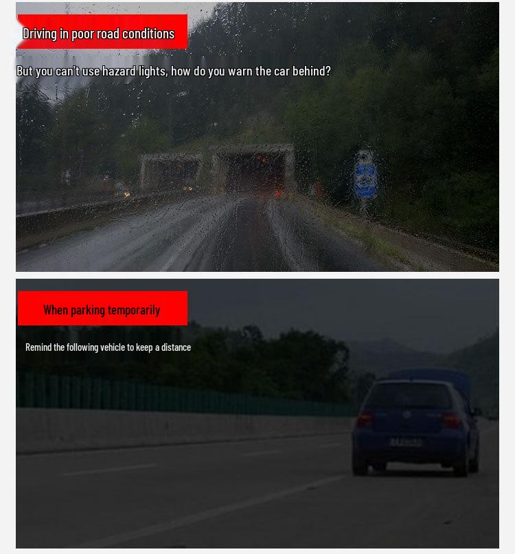 Solar-Powered LED Warning Lights for Cars/Motorcycles - No Wiring Needed