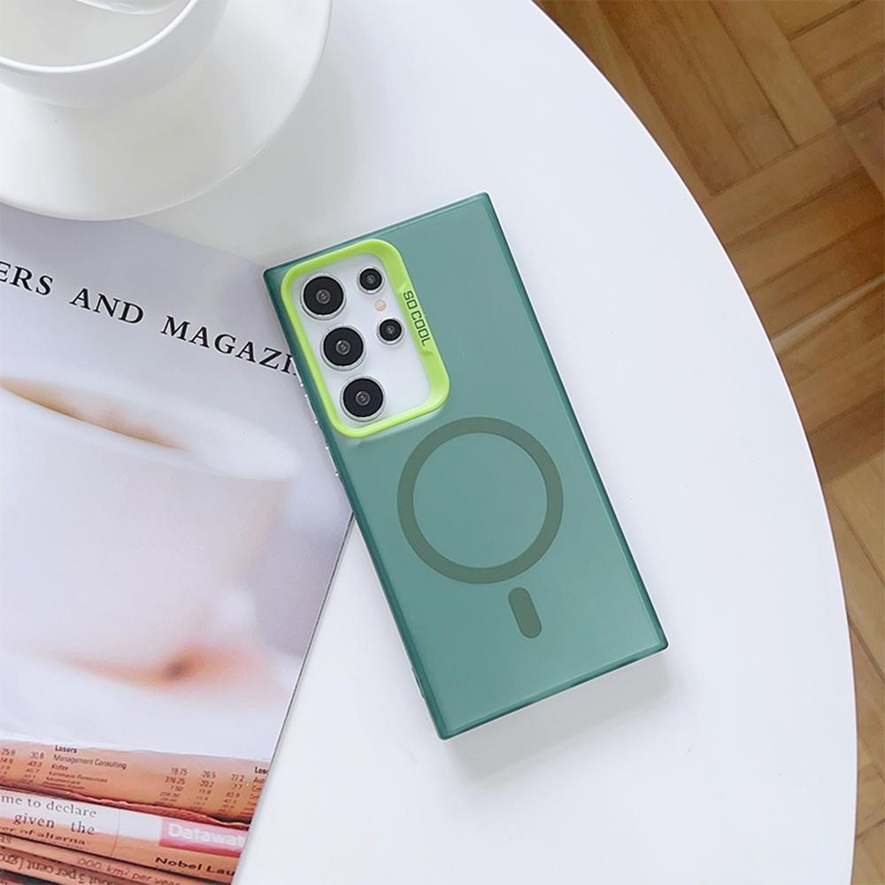 Luksus trådløst lade Magsafe-deksel for Samsung S25 S23 Ultra S22 S24 Plus S21 S20 FE Magnetisk støtsikker hardt støtfangerdeksel