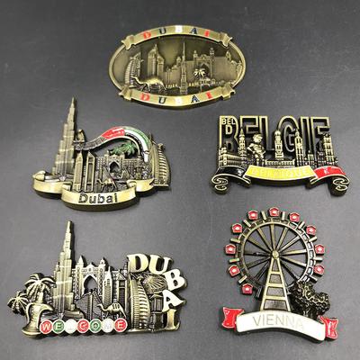 Dubaj, Spojené arabské emiráty, Belgie, Vídeň, magnetická lepidla na ledničku, kovová magnetická 3D lepidla na krajinu, magnety na ledničku, kolekce dárků, bytové dekorace