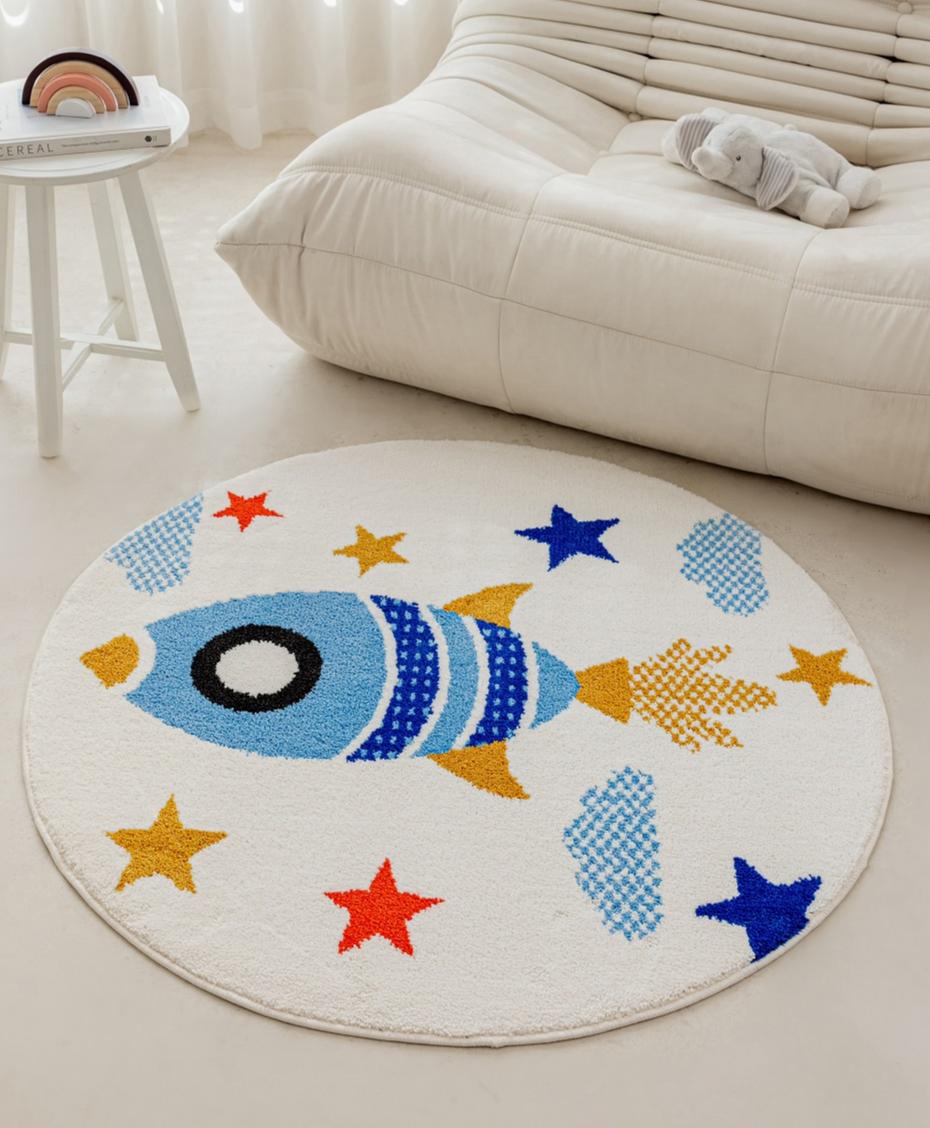 

Декор спальни в мультяшном стиле Плюшевый ковер Милые круглые ковры для гостиной Толстый противоскользящий детский коврик Домашний пушистый мягкий коврик 80x80cm