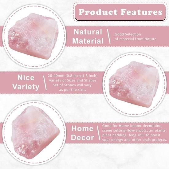 Crocon Rose Quartz Bulk Raw Rough Rock Natural Gemstones Tumbling Cabbing for Energy Generator Chakra Stone Balancing Reiki  1/2 LB