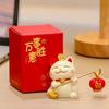 Resin Maneki Neko Miniature Figure Chinese Style Fortune Cat Car Interior Ornament  Spring Festival