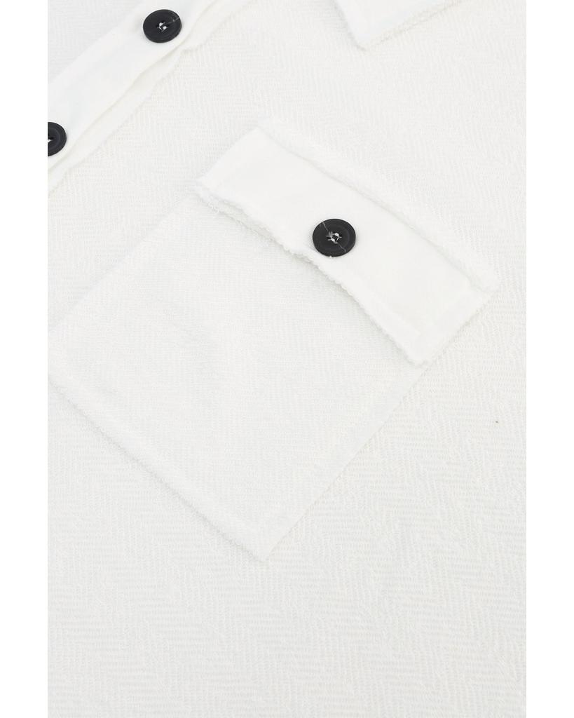 Azura Exchange White Plus Size Long Sleeve Flap Pocket Henley Top