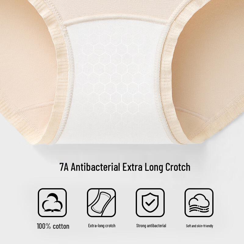 Audifen Women's 100% Cotton Crotch Antibacterial Mid-Waist Briefs 4-Pack