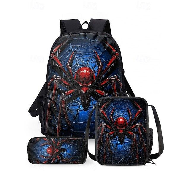 Spider Pencil Case Student Picnic Bag Cartoon Hero No Return Printed Schoolbag Convenient And Large-Capacity Three-Piece Set