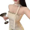 #Summer new pure desire wind heavy industry drill chain belt scarf tube top vest slim one-piece with chest pad