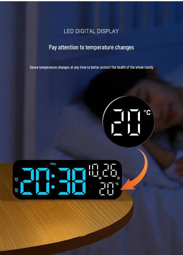 9-Inch Multifunctional LED Alarm Clock with Multiple Alarms
