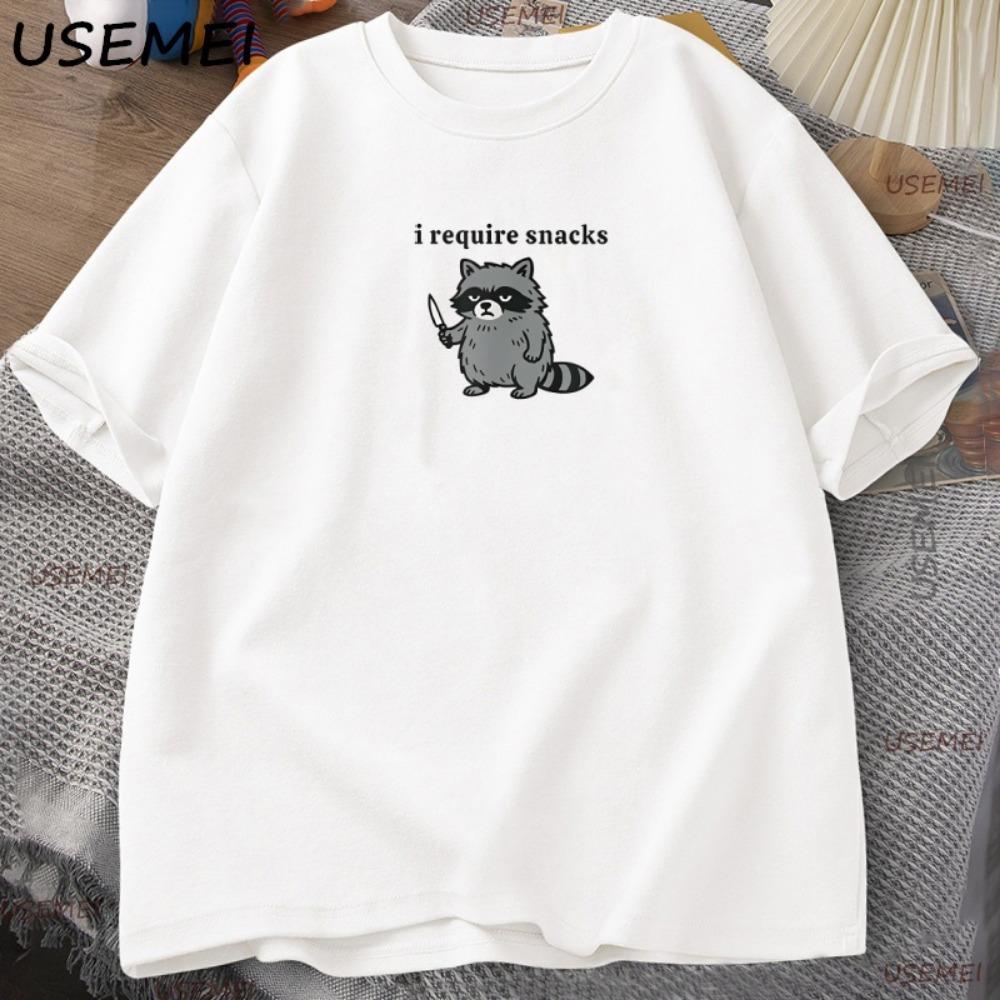 

I Require Snacks T Shirt Funny Raccoon Men Women T-Shirt Cute Animal Lover Tee Casual Graphic Tshirt Breathable Tshirt M