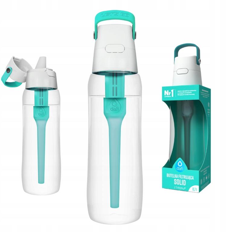 Dafi Feste Wasserflasche mit Türkisem Filter 0,7l Hergestellt aus Tritan