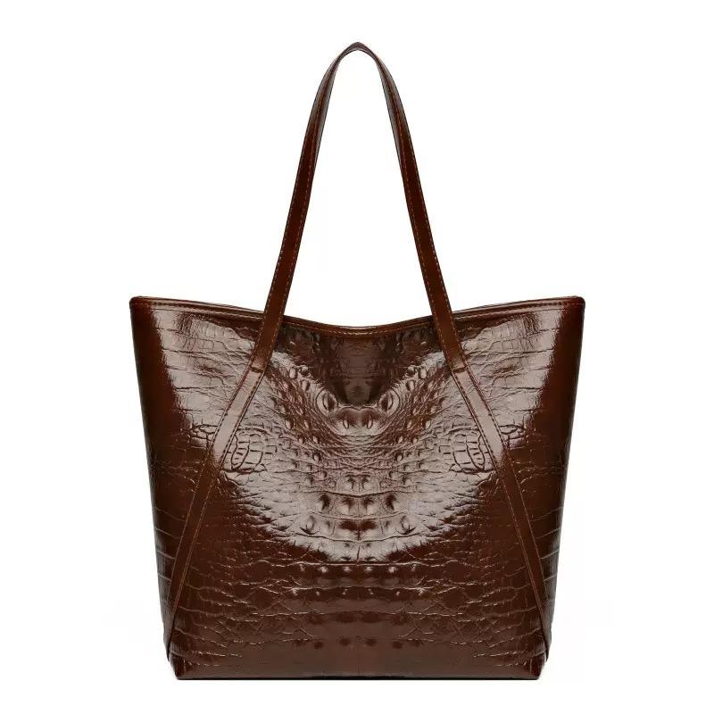 2026 Simple And Versatile Crocodile Print Tote BagLarge Capacity Fashion Handbag Vintage Design ShoulderWomen's Bag