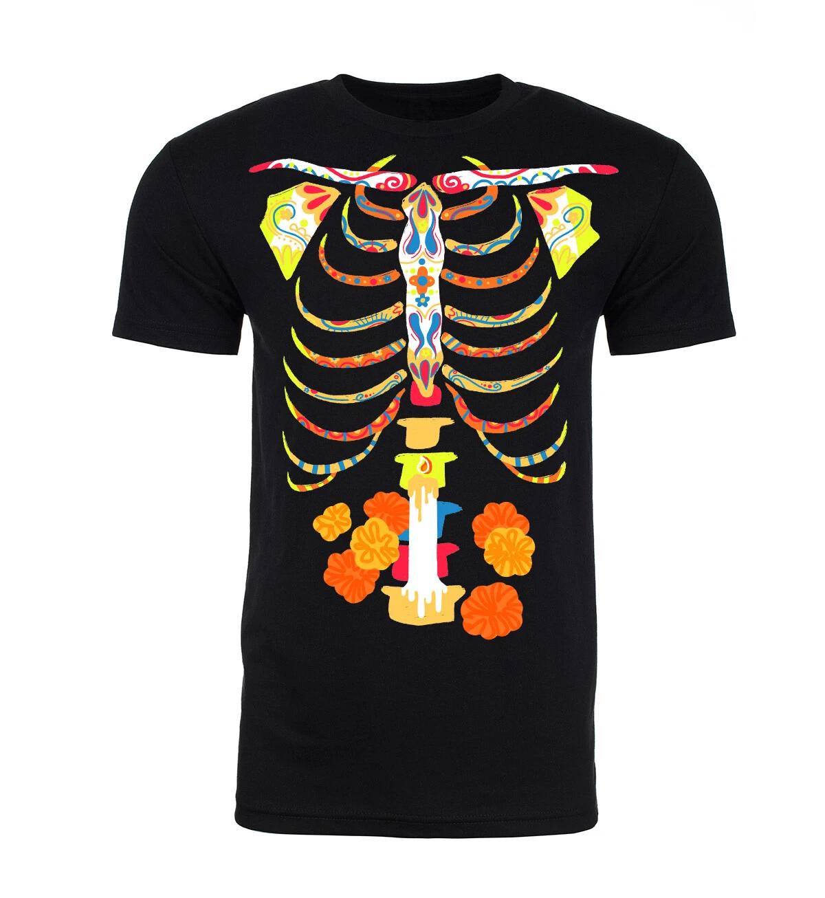 Dia De Los Muertos Skeleton T-Shirt, Graphic Tee, Men s Halloween Shirt 2XL