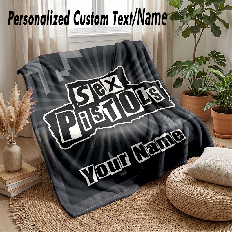 Sex Pistols Custom Flannel Throw Blanket Print Your Name Text Soft Warm Blanket Holiday Present