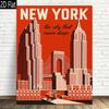 2D Flat   1pc   New York Cityscape Art Print Frameless Canvas Wall Painting Modern Retro Design   High Quality Printed Poster   Eleg