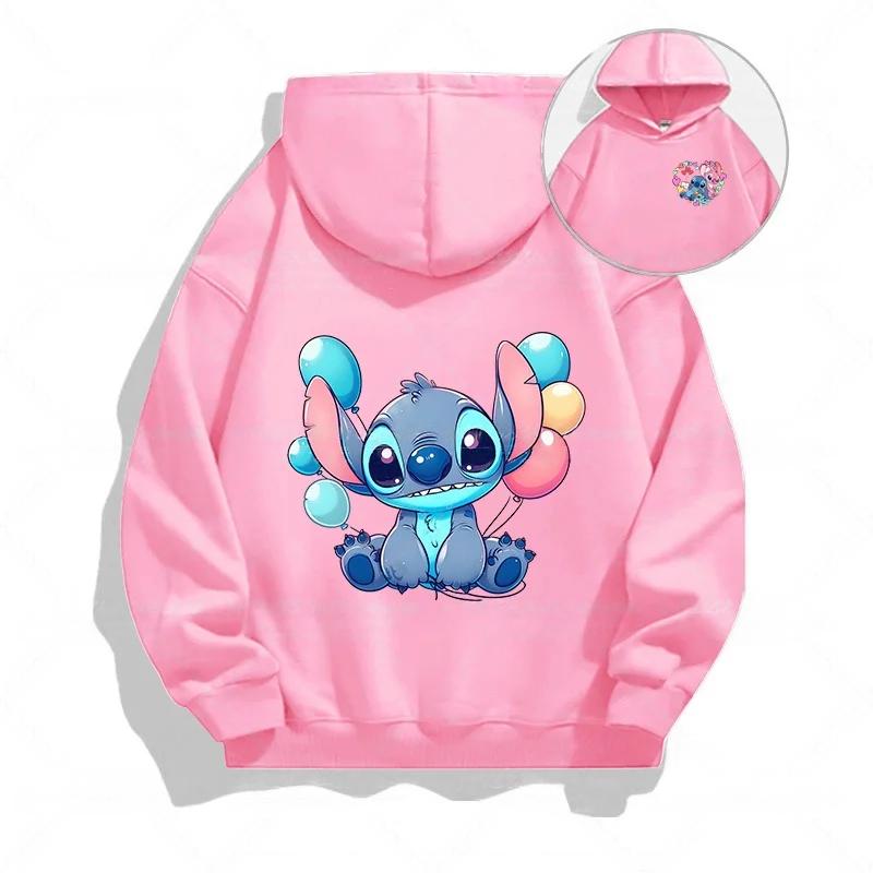 Autumn Disney Cool Stitch Print Children's Hoodies Fashion Casual Boys Girls Long Sleeved Sweatshirts Tops Kids Pullover