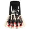 Women's Casual Fashion Round Neck Halloween Printed Vintage Dress