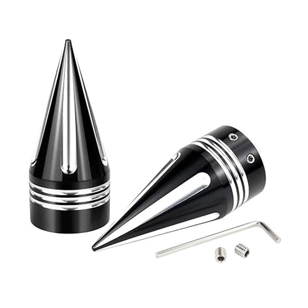 1 Paar Motorrad-Vorderachsmutternabdeckungen für Road King Fat Boy Dyna, Ersatz 3,6 Zoll, links und rechts, Spike-Vorderachskappen