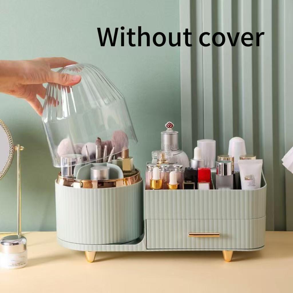 

Вращающийся на 360° ящик для хранения косметики, держатель, настольный органайзер для кистей для макияжа, столешница, портативная подставка для губной помады и подводки для глаз, коробки-подставки Without cover зелёный