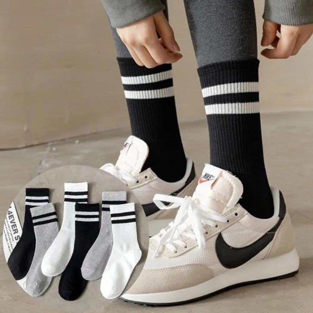 Holizzi [Set of 5] Shupooning Basic Casual Line Long Socks Gray (Set of 5)/FREE