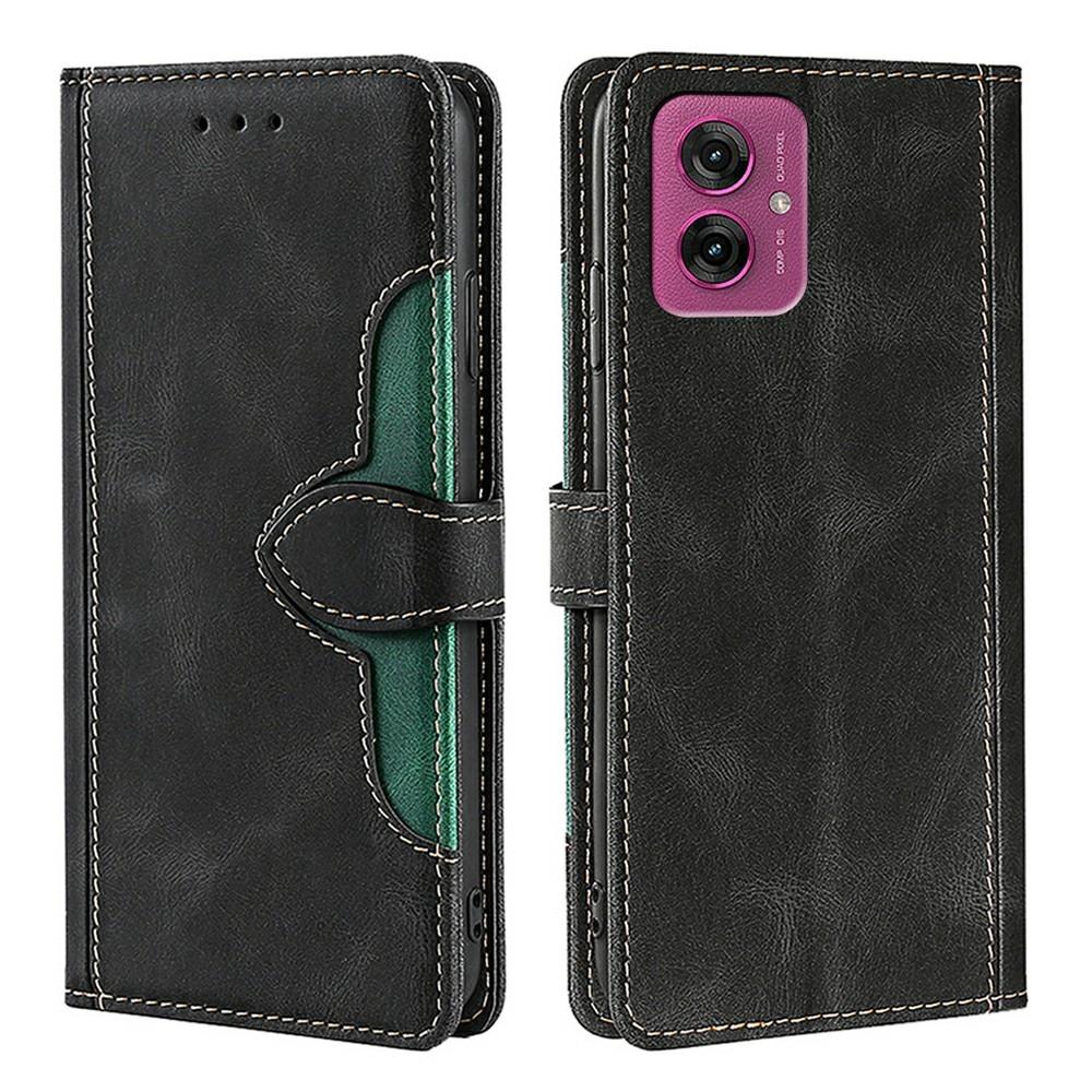 For Motorola Moto G55 5G Case Leather Wallet Phone Cover with Straw Hat Magnetic Clasp