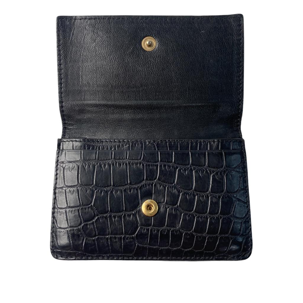 Gebrauchtes BOTTEGAVENETA Kartenetui schwarz Krokodil Herren