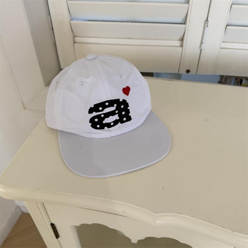 Spring and Summer Quick-drying Polka Dot Love Embroidery a Letter Baseball Hat Men and Women Breathable Flat Brim Soft Top Cap
