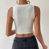 Chaleco Crop Top de Verano Casual sin Mangas de Color Sólido con Borlas para Mujer