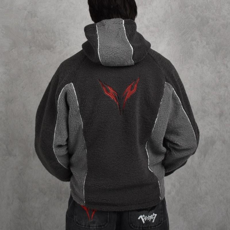 Fleece Hooded Jacket Y2K Unisex Streetwear Sweatshirt