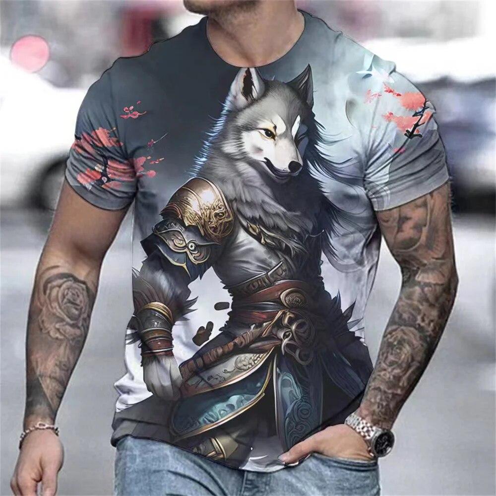 

Лев, тигр и волк с 3D принтом Harajuku Animal Tops Ретро мужская летняя футболка с короткими рукавами праздничная повседневная 3XL