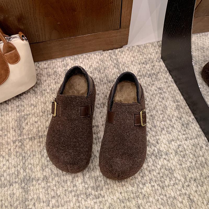 

Осень и зима 2025 года обувь Мао Мао на мягкой подошве и обувь Мао Мао с одним педальным управлением обувь Лоафу Doudou женская универсальная хлопковая обувь 40 темно-коричневого