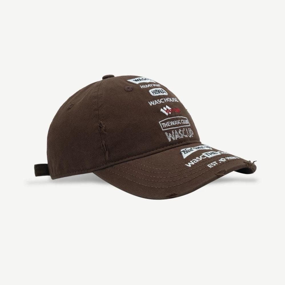 A Female Soft Top  Heavily Distressed  Embroidered Letter Couple Baseball Hat  and A Male with A Smaller Face