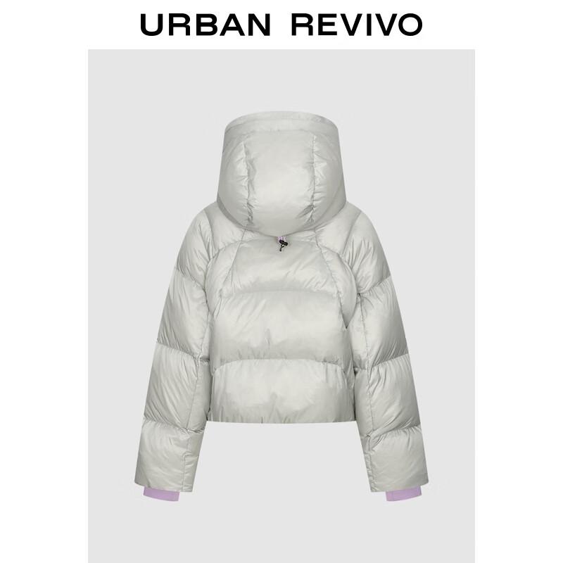 UR 2025 Women s Casual Color-block Hooded Short Down Jacket S