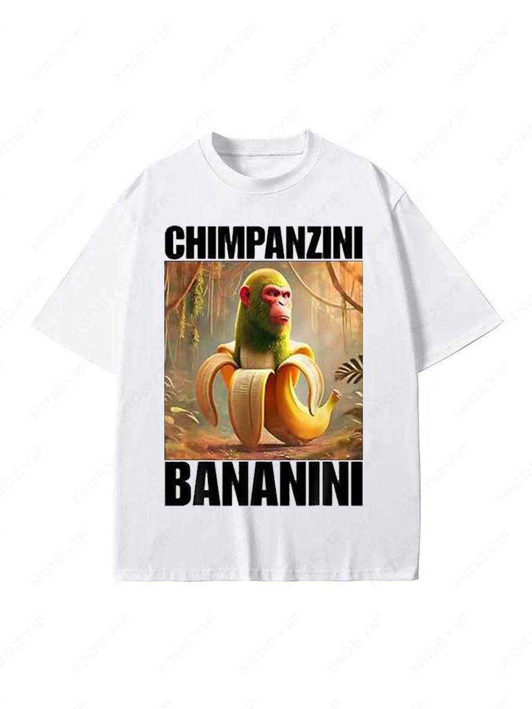 Chimpanzini Bananini Italian Brainrot Meme Tshirt Humor Funny Y2k Graphic Outfit Novelty Gift Bombardiro Crocodilo Tee P205