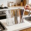 1pc Acrylic Straw Holder Box Kitchen Countertop Silverware Holder Plastic Storage Container for Spoon Fork Knife Utensils