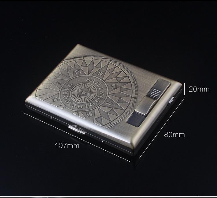 Noble Pie GP9029 Bronze Floral Multifunctional Cigarette Case & USB Lighter (Holds 20 Cigarettes)