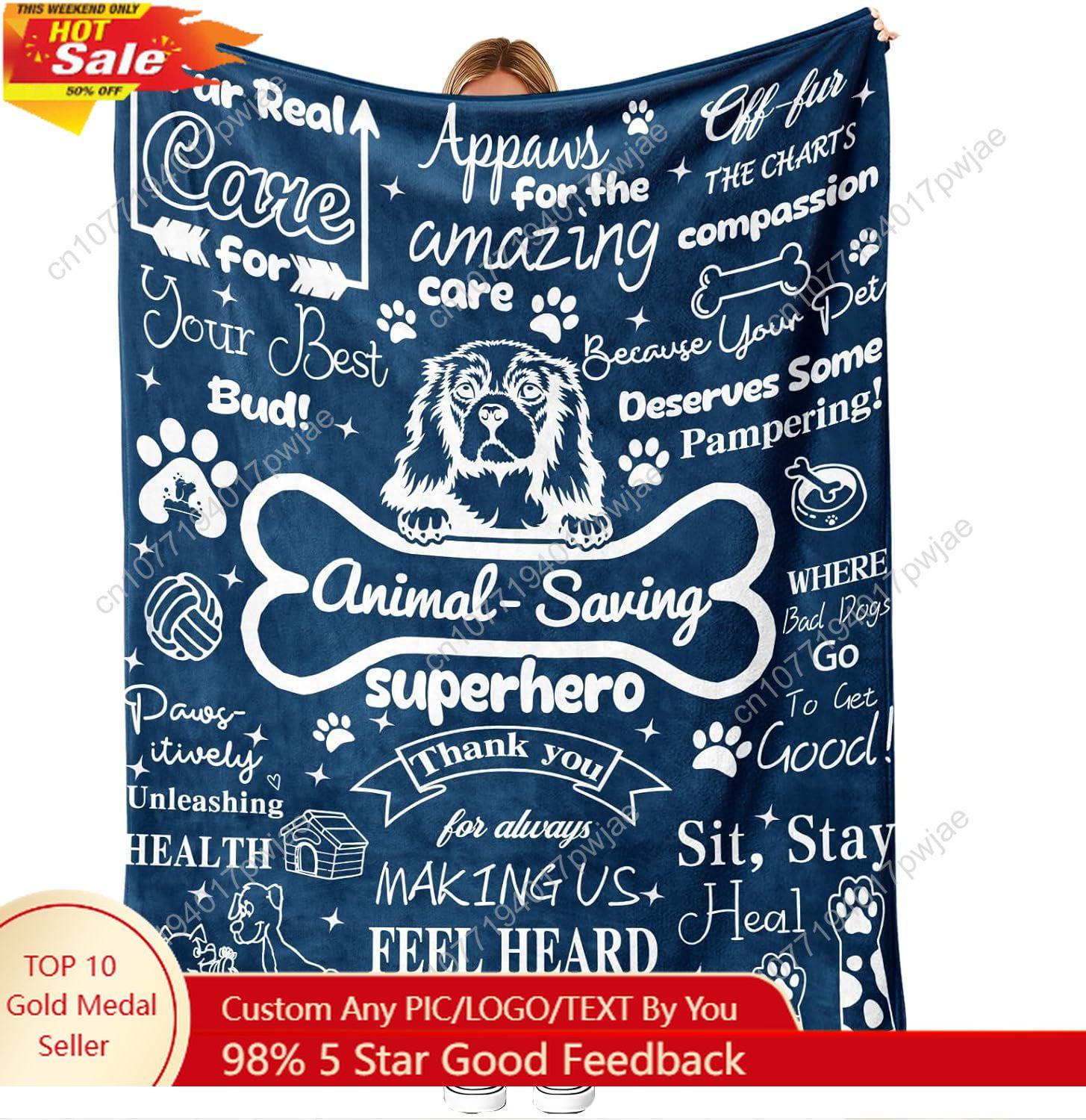 Vet Tech Blanket 60x50 Flannel Throw - Dog Typography Appreciation Gift for Veterinary Technicians Custom blankets 75X95CM