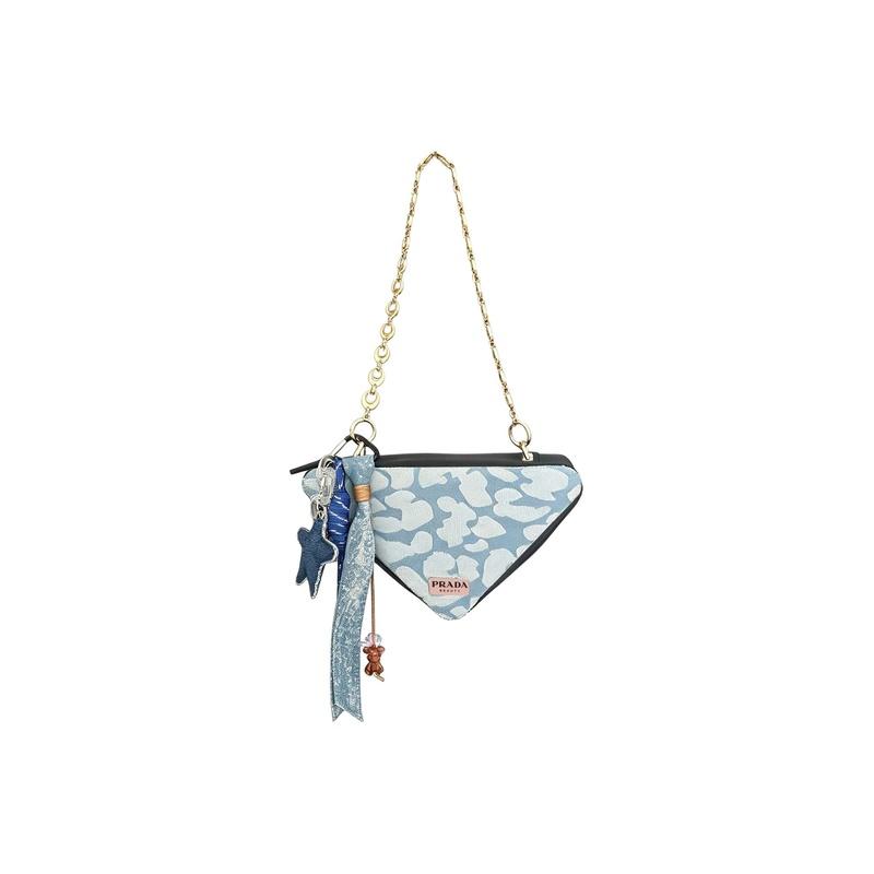 Prada Cosmetic bag/toiletry bag [Customized bag] Blue Star Fog Fashionable and simple Instagram style niche Blue Star Fog Short Chain Blue Star Fog