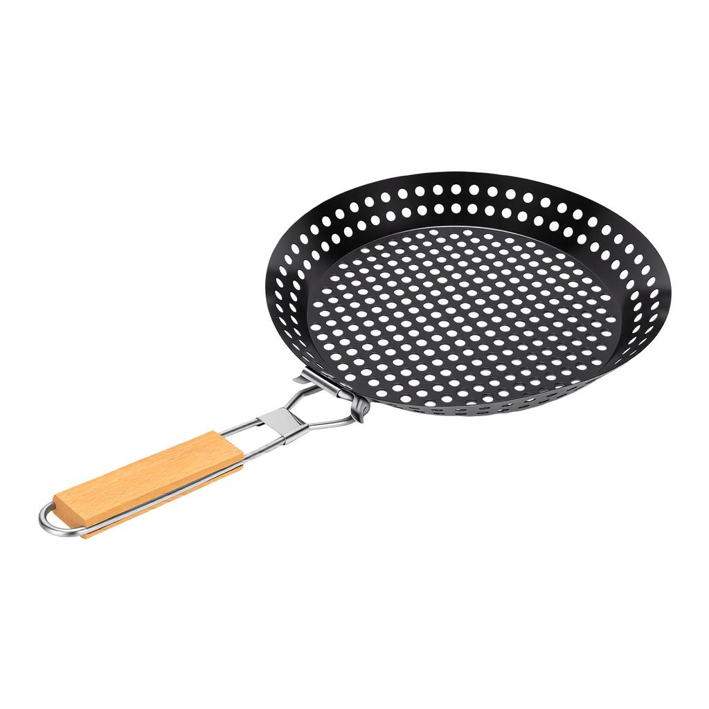 Grilling Skillet Stainless Steel Round Shape Foldable Vegetable Grill Basket for Camping Commercial