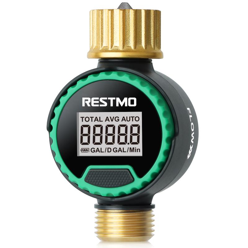 High Accuracy Digital Water Flow Meter Measure Water Consumption and Flow Rate for Outdoor Garden Watering/RV Water Tank Filling